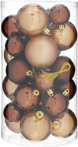 Merkloos Kerstballen kunststof amber-bruin-goud s 30