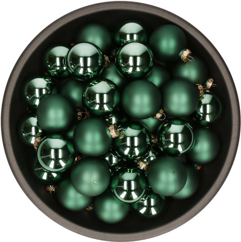 Othmar decorations Kerstballen set van glas 36x stuks emerald groen 6 cm Kerstbal