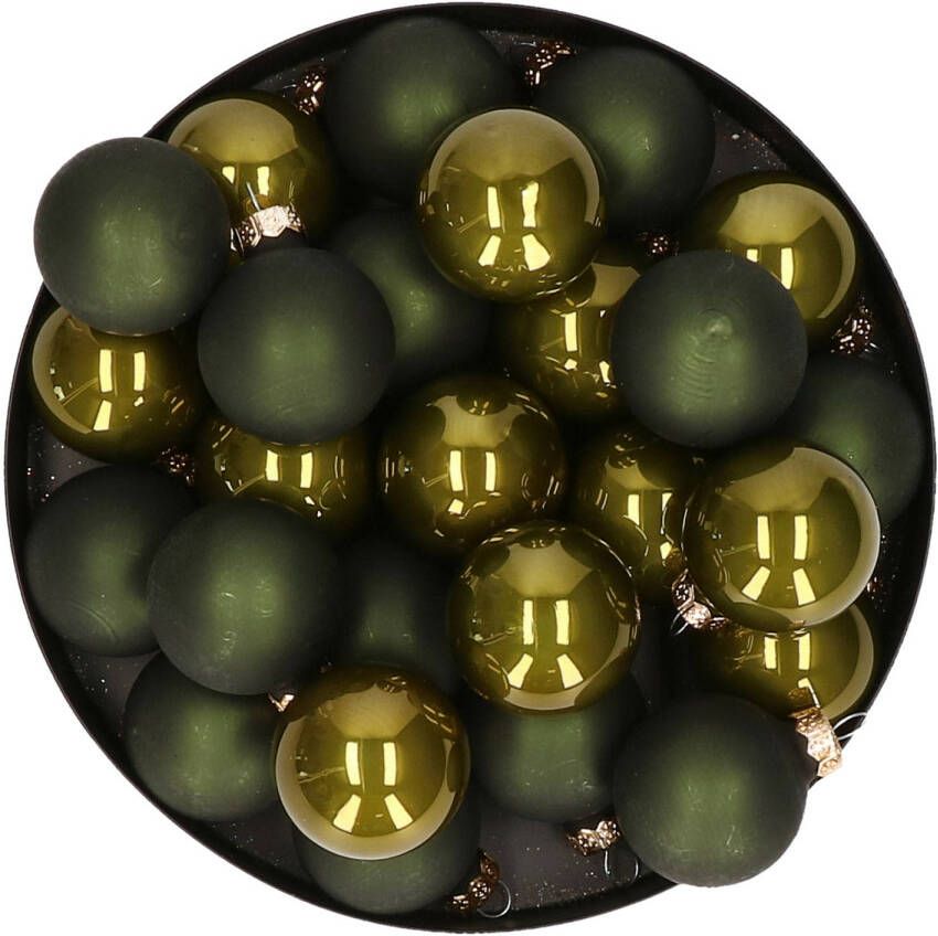 Othmar decorations Kerstballen set van glas 36x stuks groen tinten 4 cm Kerstbal
