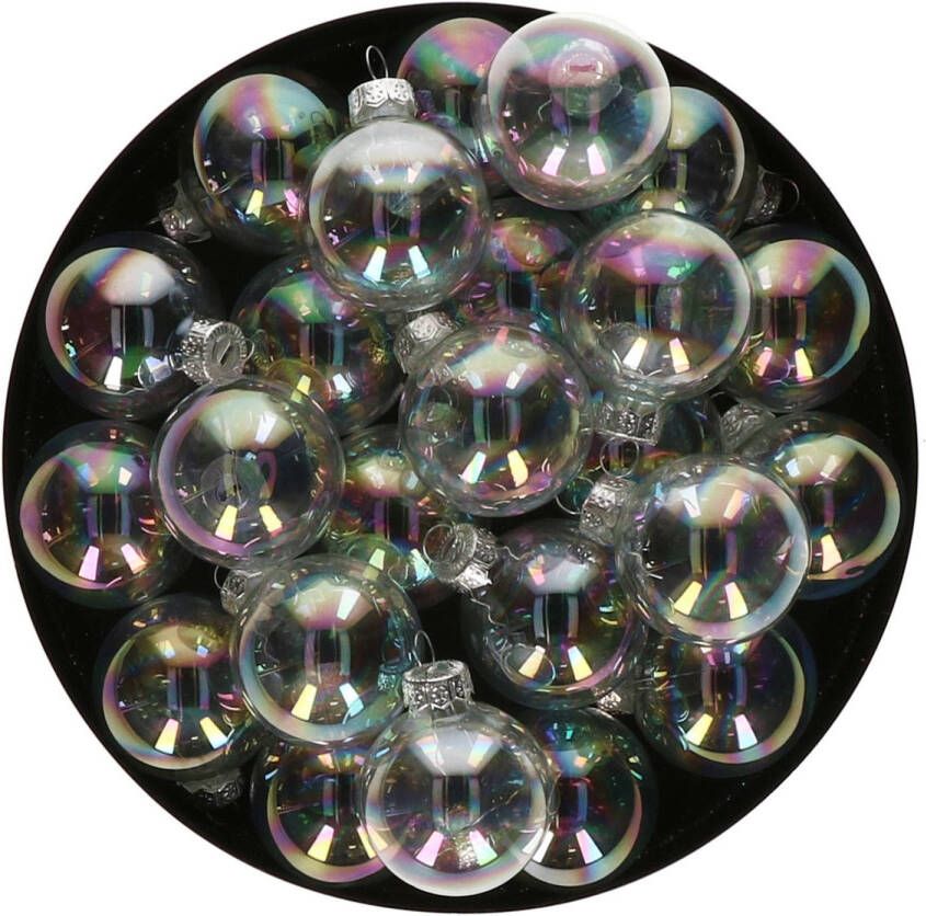 Othmar decorations Kerstballen set van glas 36x stuks transparant parelmoer 4 cm Kerstbal