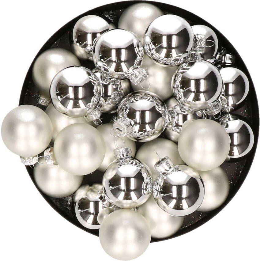 Othmar decorations Kerstballen set van glas 36x stuks zilver 4 cm Kerstbal