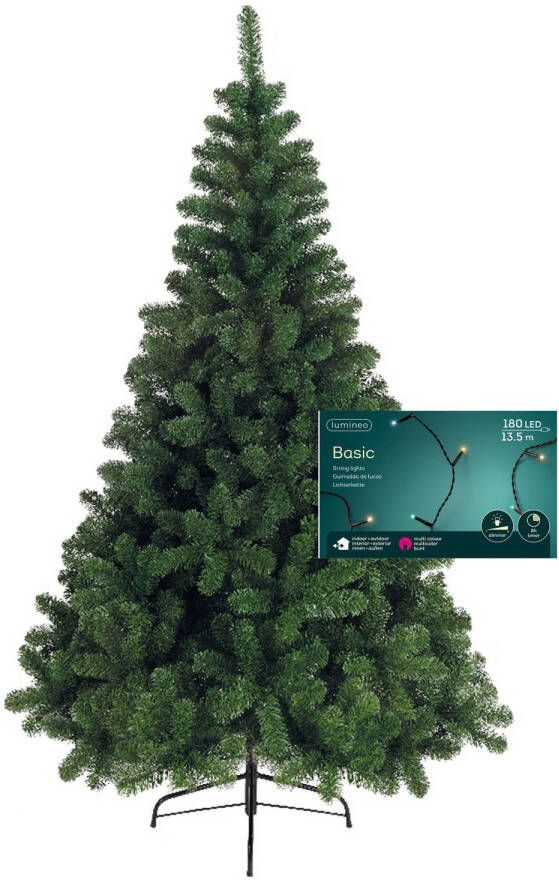 Merkloos Kerstboom 150 cm incl. kerstverlichting lichtsnoer gekleurd Kunstkerstboom