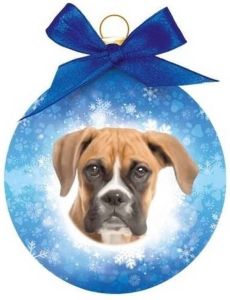 Merkloos Kerstboom Decoratie Kerstbal Hond Boxer 8 Cm
