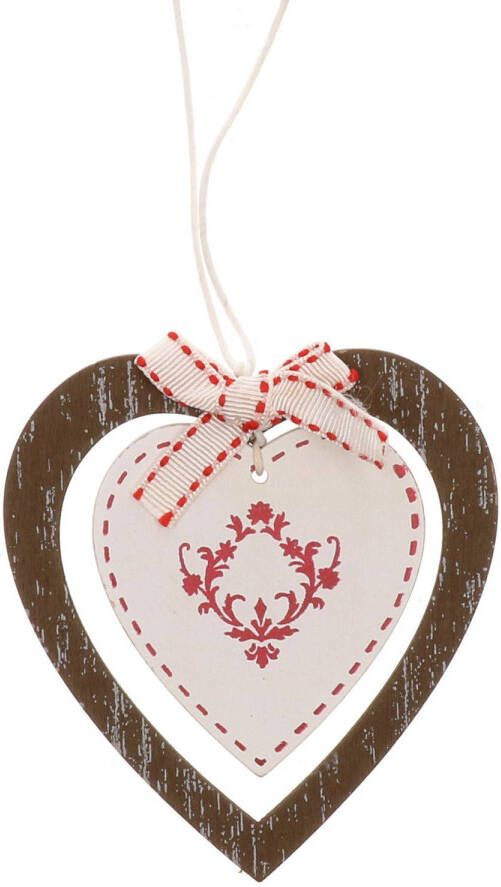 Merkloos Kerstboom decoratie kersthanger bruin hart 10 cm Kersthangers