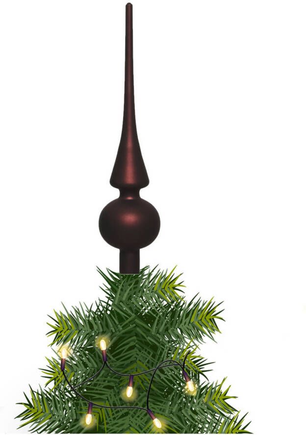 Merkloos Kerstboom glazen piek bruin mat 26 cm kerstboompieken