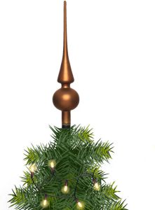 Merkloos Kerstboom glazen piek bruin mat 26 cm kerstboompieken