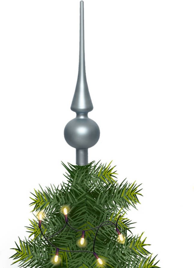 Merkloos Kerstboom glazen piek lichtblauw mat 26 cm kerstboompieken