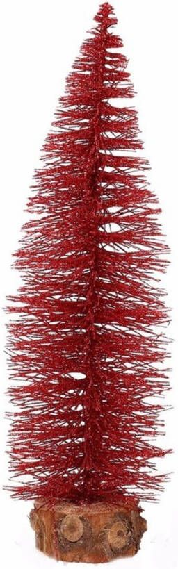 Merkloos Kerstboompje op stam 35 cm rood