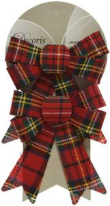 Merkloos Kerstboomversiering 4x geruite strikken 17 cm Kersthangers