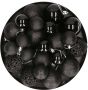 Merkloos Kerstboomversiering 50x zwarte plastic kerstballen Kerstbal - Thumbnail 1