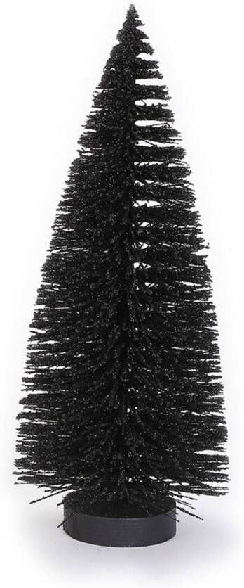 Merkloos Kerstdorp kerstboompjes zwart 27 cm Kerstdorpen