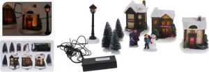 Merkloos Kerstdorp LED verlichting 10 delig Kerstartikelen