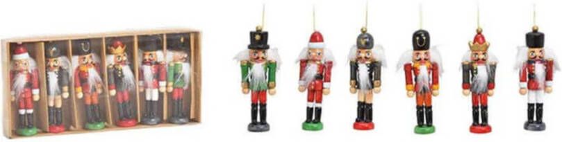 Merkloos Kersthangers ornamenten notenkrakers 6x st 9 cm hout Kersthangers