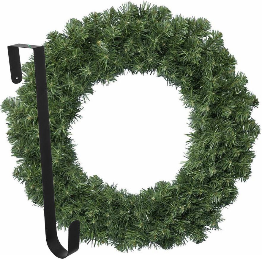 Merkloos Kerstkrans 50 cm groen met hanger ophanghaak kerstversiering Kerstkransen