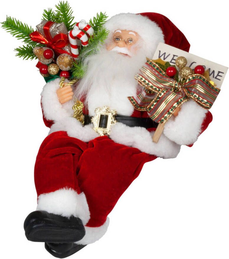 Merkloos Kerstman beeld H30 cm rood flexibele benen kerstpop Kerstman pop