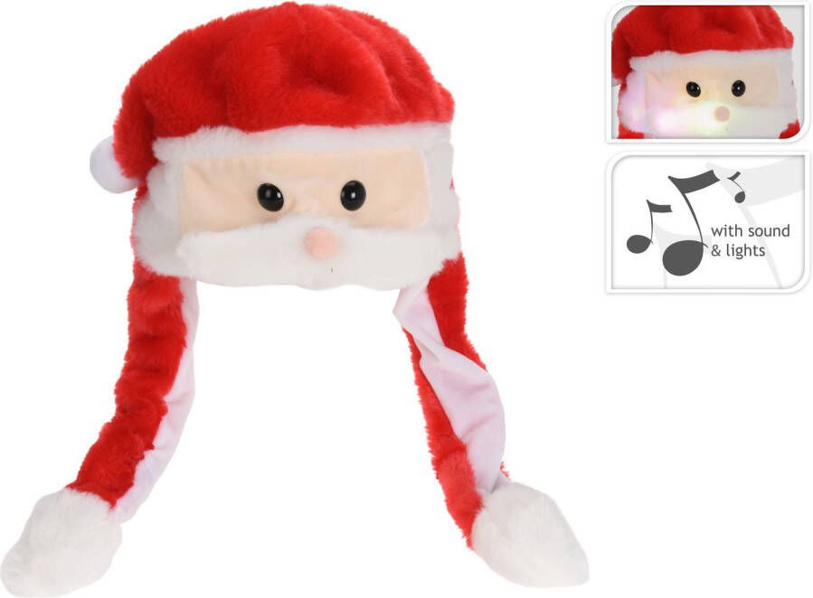 Merkloos Pluche kerstmannen mutsen kerstmutsen met muziek geluid 60 cm Kerstmutsen