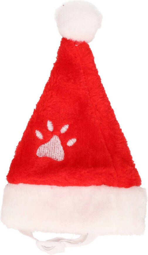 Merkloos Kerstmuts voor katten kleine hondjes rood polyester Kerstmutsen