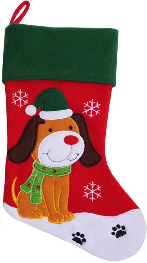 Merkloos Kerstsokken voor huisdieren met plaatje van een hond Kerstsokken