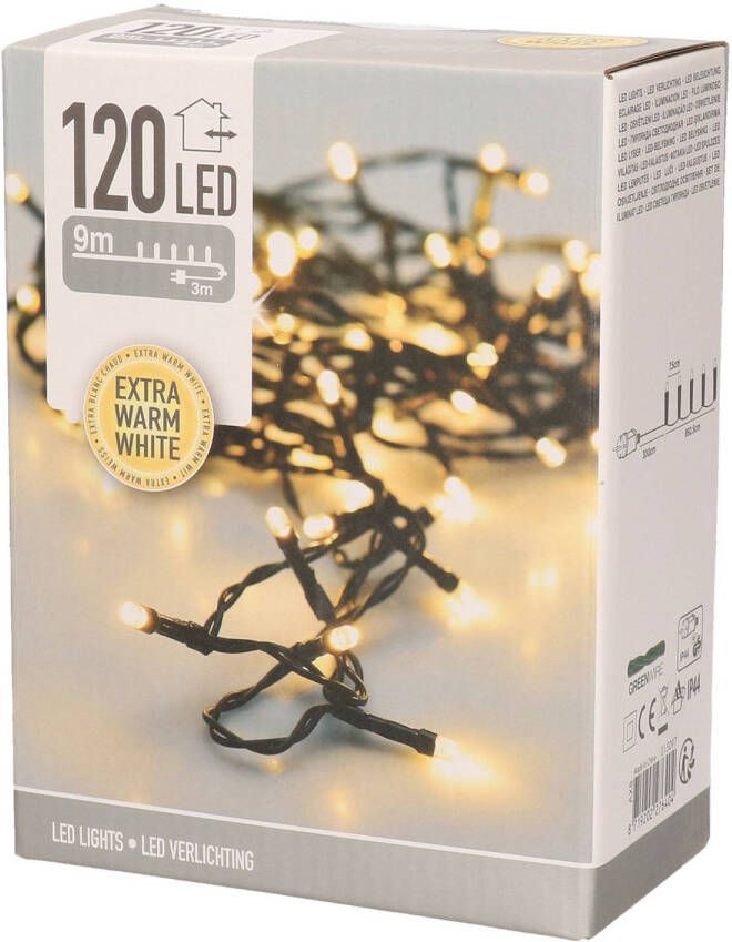 Merkloos Kerstverlichting extra warm wit buiten 120 lampjes 900 cm Kerstverlichting kerstboom