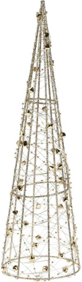 Merkloos Kerstverlichting figuren Led kegel kerstboom lamp 40 cm goud op batterijen met timer kerstverlichting figuur