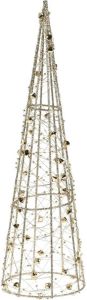 Merkloos Kerstverlichting figuren Led kegel kerstboom lamp 60 cm goud op batterijen met timer kerstverlichting figuur