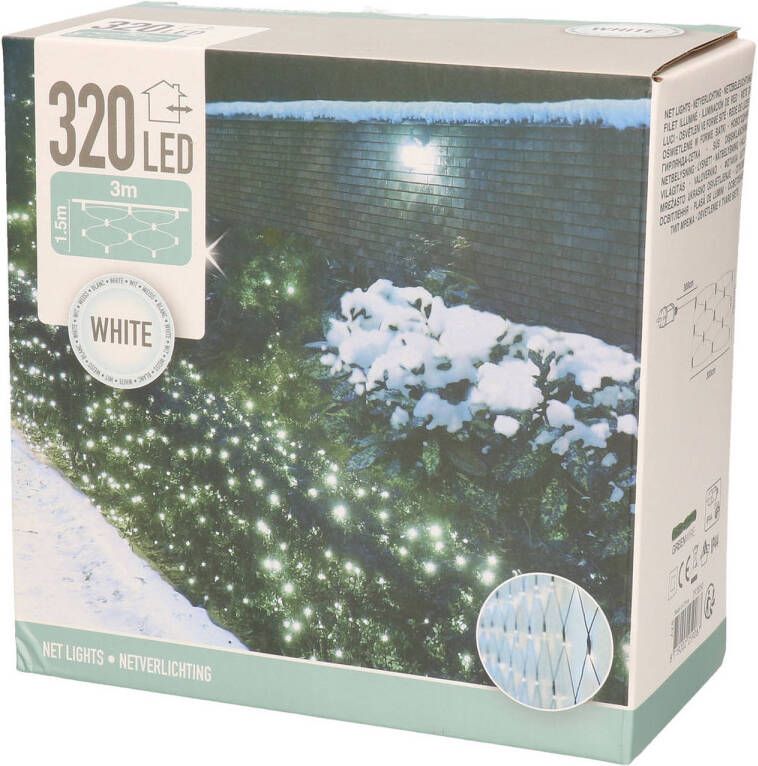 Merkloos Koel witte netverlichting kerstlampjes 1 5 x 3 meter met 320 lampjes Kerstverlichting lichtgordijn