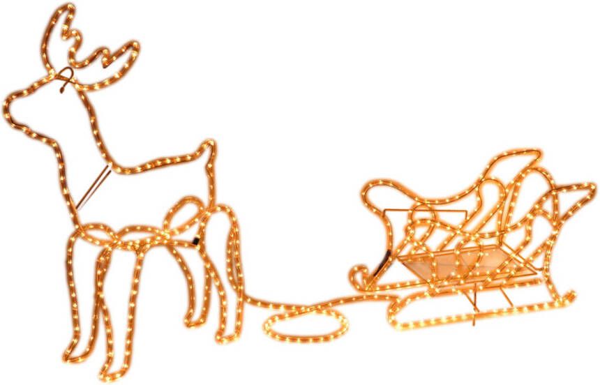 Merkloos Kerstverlichting rendier met slee 136 cm kerstverlichting figuur
