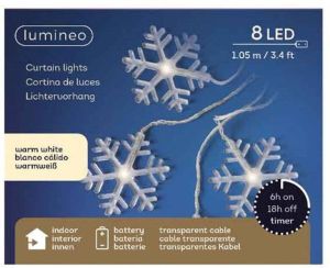 Merkloos Kerstverlichting sneeuwvlok lichtsnoer warm wit op batterij 105 cm Lichtsnoeren