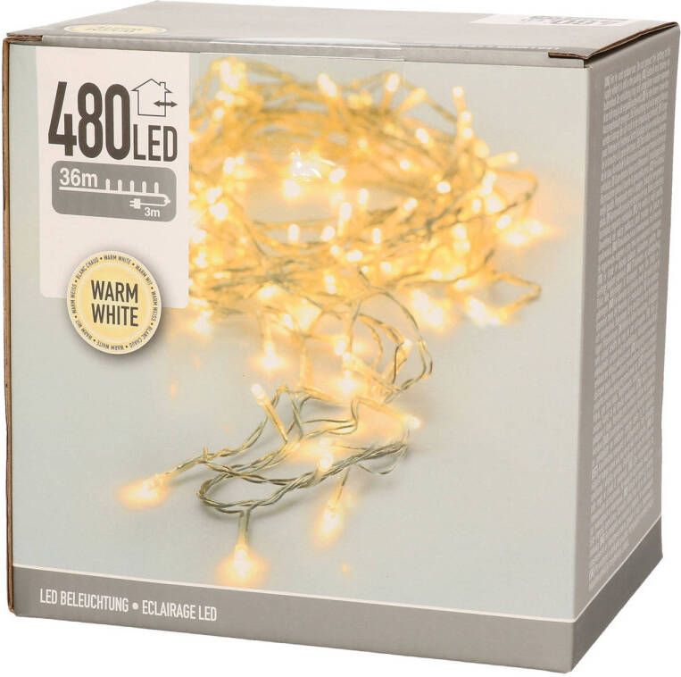 Merkloos Kerstverlichting transparant 480 warm witte lampjes buiten Kerstverlichting kerstboom