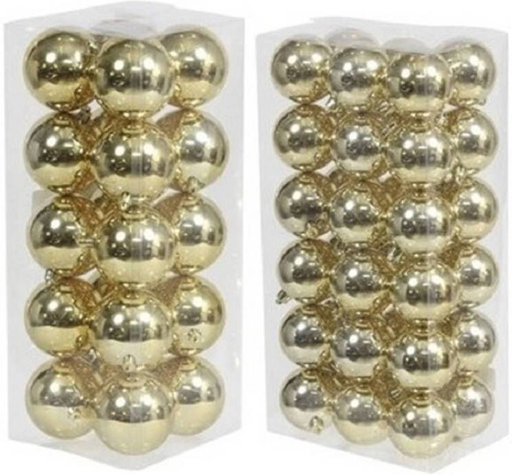 Merkloos Kerstversiering kunststof kerstballen goud 6 en 8 cm pakket van 56x stuks Kerstbal