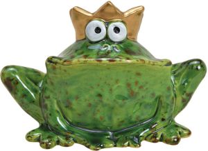 Merkloos Kikker pad beeldje van keramiek groen tuindecoratie 7 cm Zittende kikkerbeeldjes Decoratiebeeldjes tuinbeelden Decoratie kikkers Beeldjes