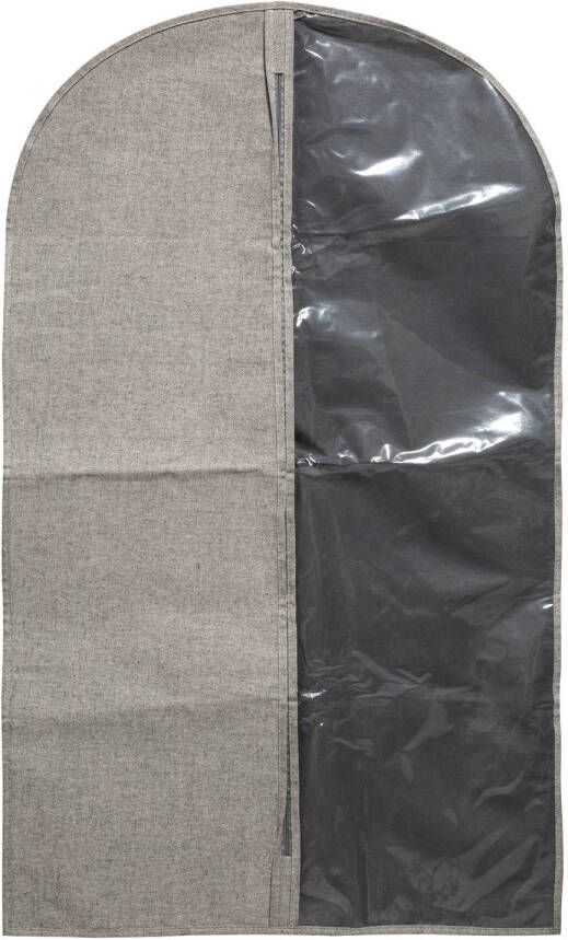 Merkloos Kleding beschermhoes polyester katoen grijs 100 cm inclusief kledinghangers Kledinghoezen