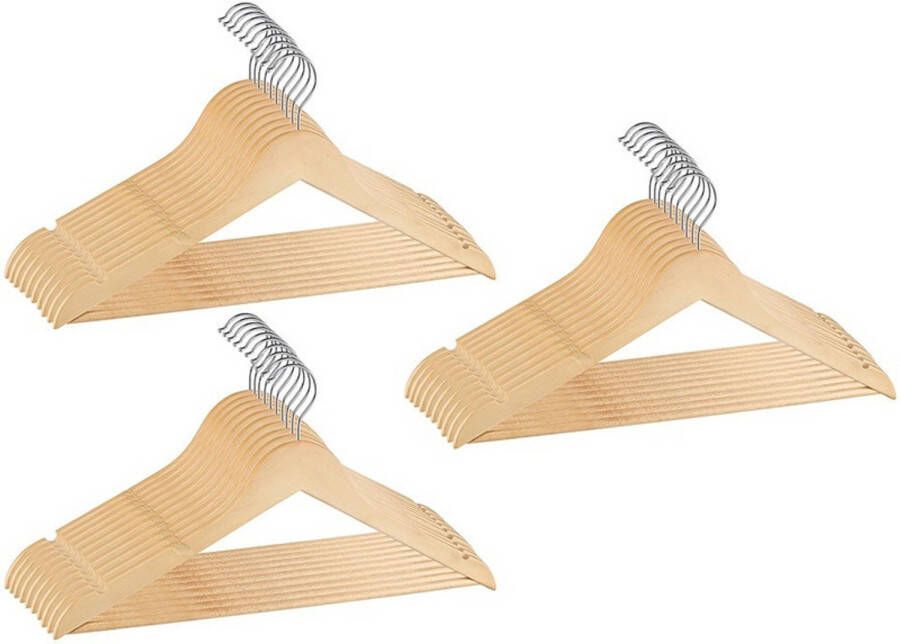 Merkloos Set van 30x houten kledinghanger 45 cm Kledinghangers