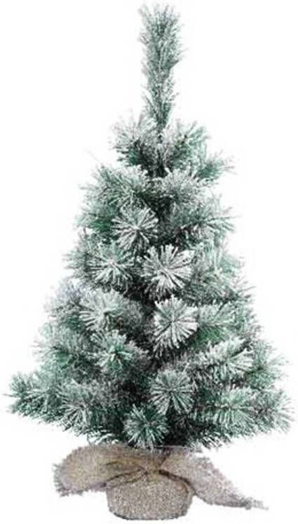 Merkloos Kleine decoratie kerstboompje met sneeuw van 35 cm Kunstkerstboom