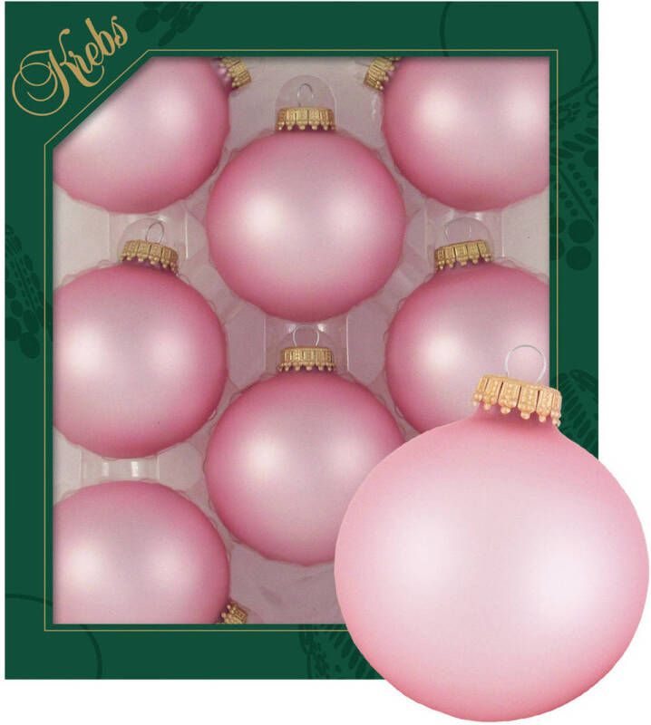 Merkloos Krebs kerstballen 16x stuks chic roze glas 7 cm mat Kerstbal