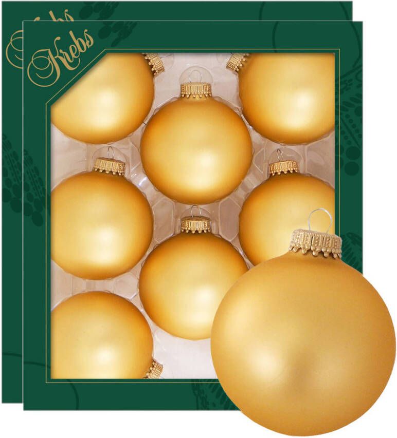 Merkloos Krebs kerstballen 16x stuks honing goud glas 7 cm mat Kerstbal