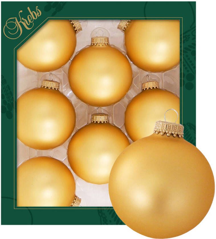 Merkloos Krebs kerstballen 8x stuks honing goud glas 7 cm mat Kerstbal