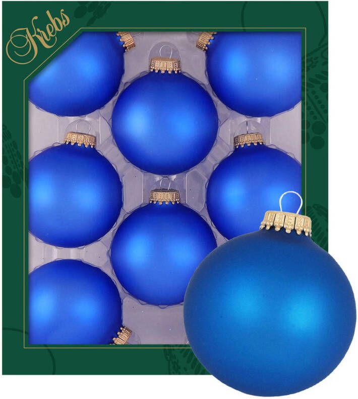 Merkloos Krebs kerstballen 16x stuks velvet blauw glas 7 cm mat Kerstbal