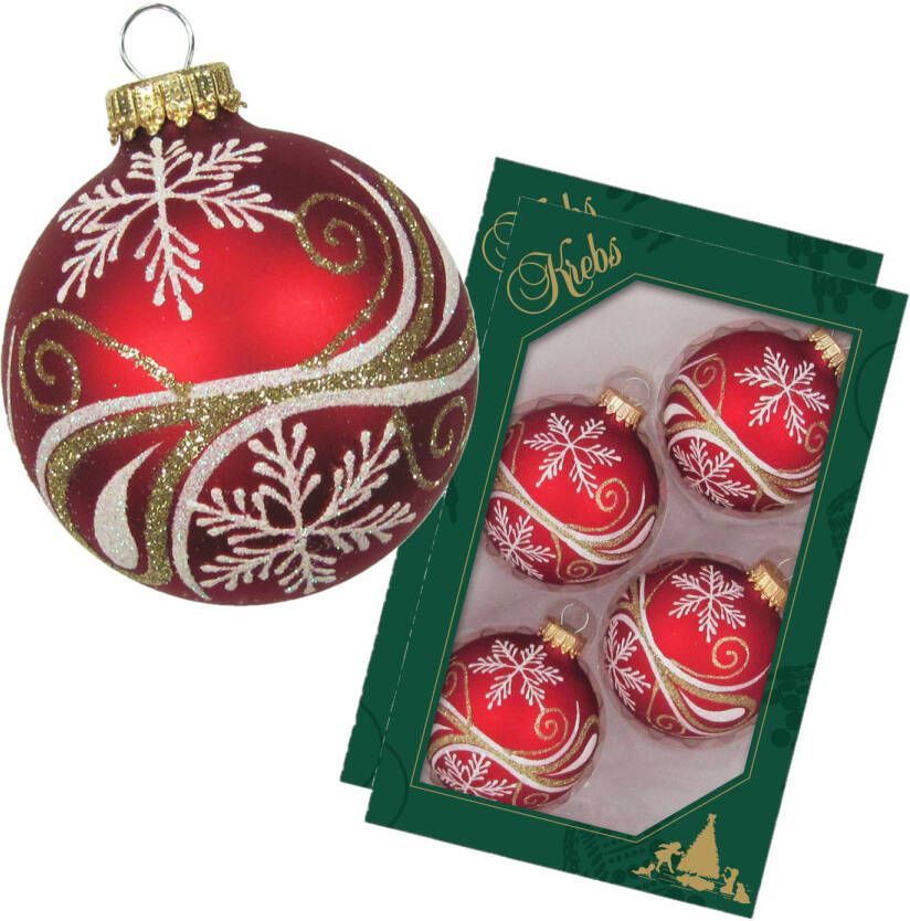 Merkloos Krebs luxe gedecoreerde kerstballen 16x stuks rood 7 cm Kerstbal