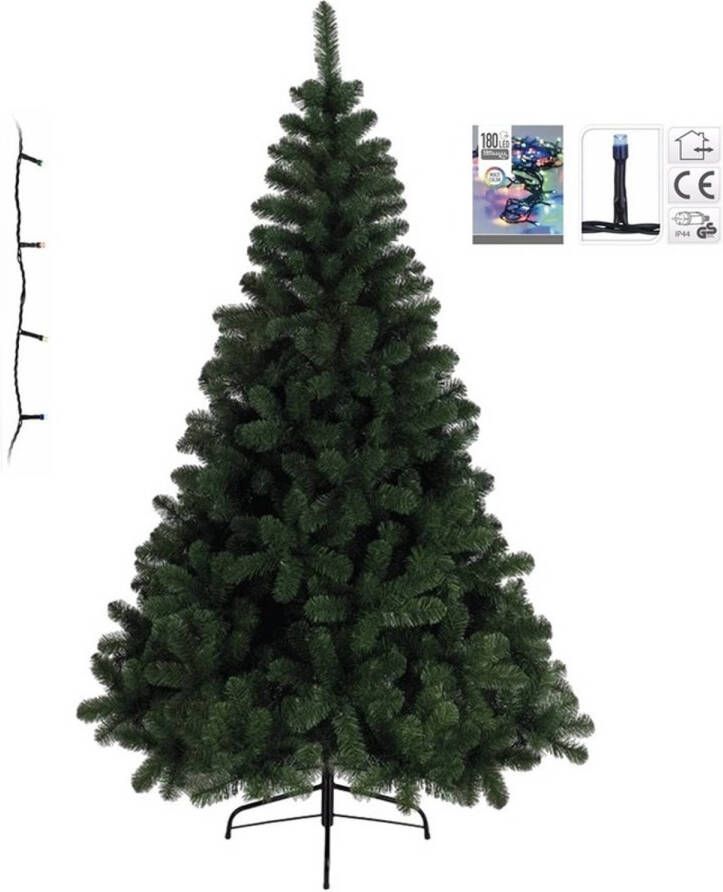 Merkloos Kunst kerstboom Imperial Pine 120 cm met gekleurde verlichting Kunstkerstboom