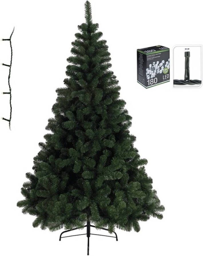 Merkloos Kunst kerstboom Imperial Pine 120 cm met helder witte verlichting Kunstkerstboom