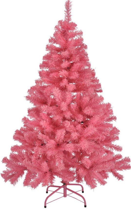 Merkloos Kunst kerstboom roze met anti-slip 261 takken 120 cm Kunstkerstboom