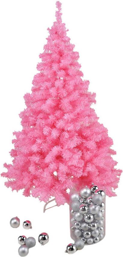 Merkloos Tweedekans kunst kerstboom kunstboom roze 150 cm Kunstkerstboom