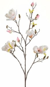 Merkloos Kunstbloem Magnolia Tak 105 Cm Creme Wit roze