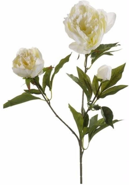 Emerald Kunstbloem pioenrozen tak 3 bloemen wit 70 cm decoratie Kunstbloemen