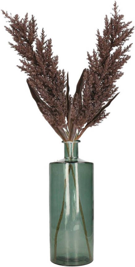 Merkloos Kunstbloemen bloemstuk pluimen boeket in flesvaas donkerbruin 88 cm hoog Vazen