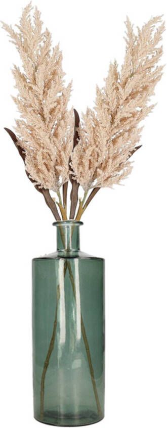 Merkloos Kunstbloemen bloemstuk pluimen boeket in flesvaas lichtroze 88 cm hoog Vazen