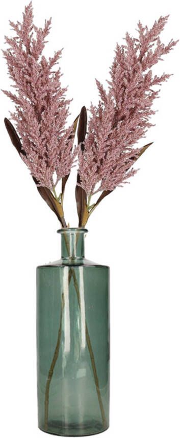 Merkloos Kunstbloemen bloemstuk pluimen boeket in flesvaas oudroze 88 cm hoog Vazen
