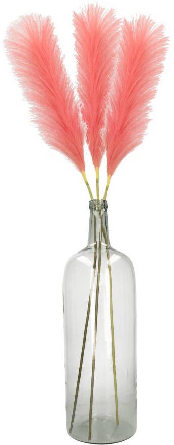 Merkloos Kunstbloemen bloemstuk pluimen boeket in vaas lichtroze 104 cm hoog Kunsttakken