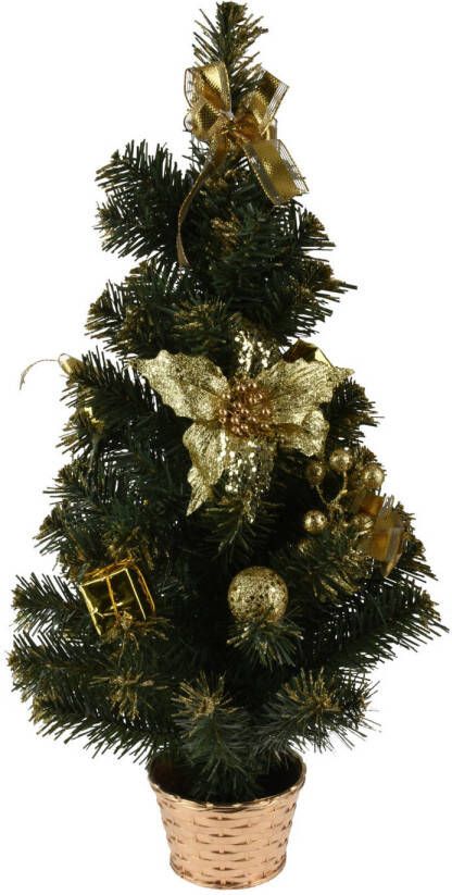 Merkloos Kunstboom kunst kerstboom met kerstversiering 60 cm Kunstkerstboom